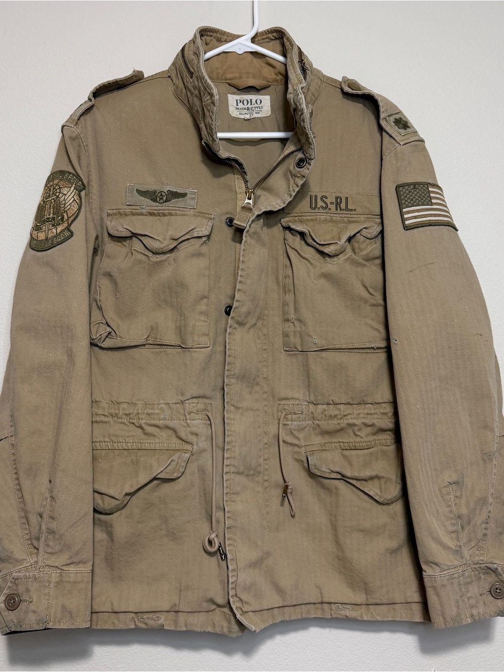 Polo Ralph Lauren Denim Supply Military Army Desert Hooded Field Jacket Medium